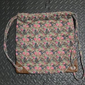 Aphorism Floral Print Backpack with Brown Accents